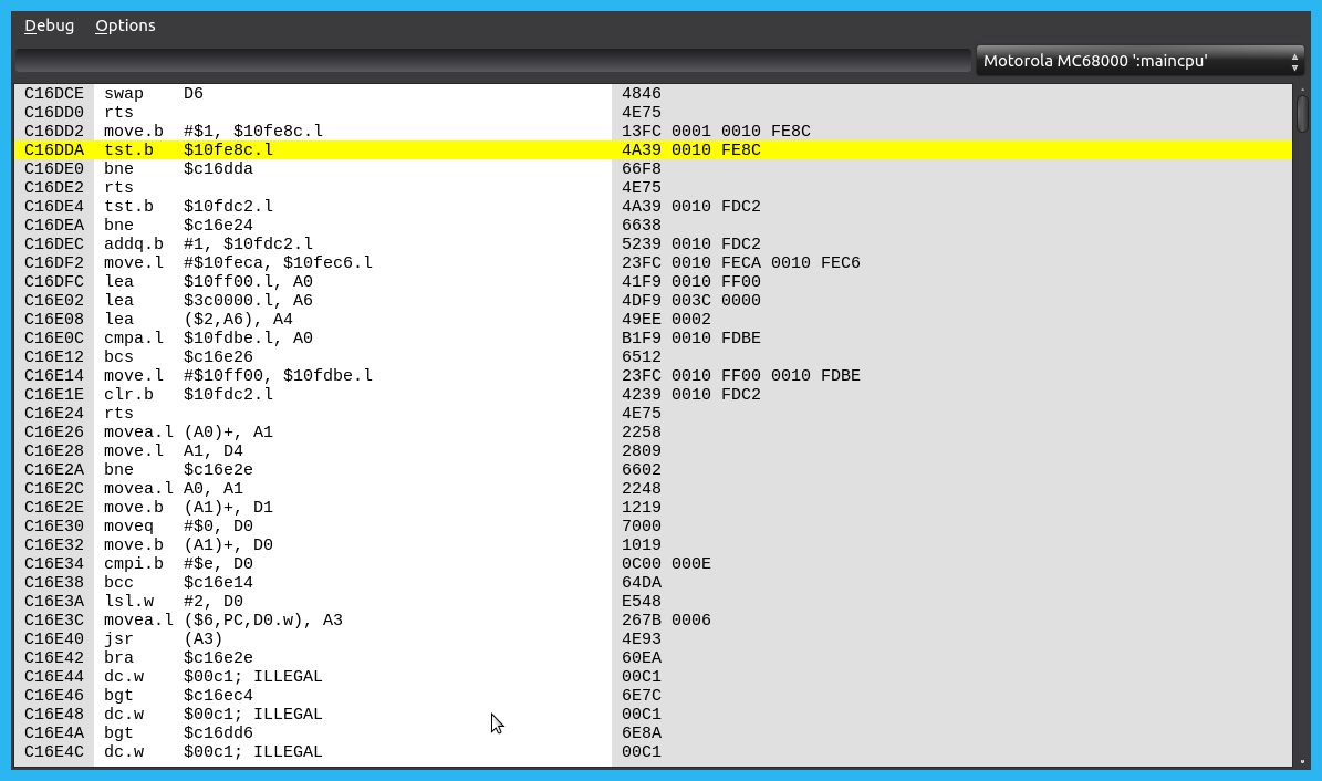 The disassembly window