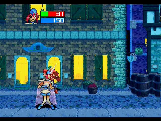 Guardian Heroes character's cape overlapping with another sprite