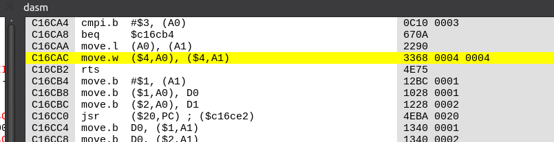 The game paused in the debugger due to reading BIOS_P1CURRENT